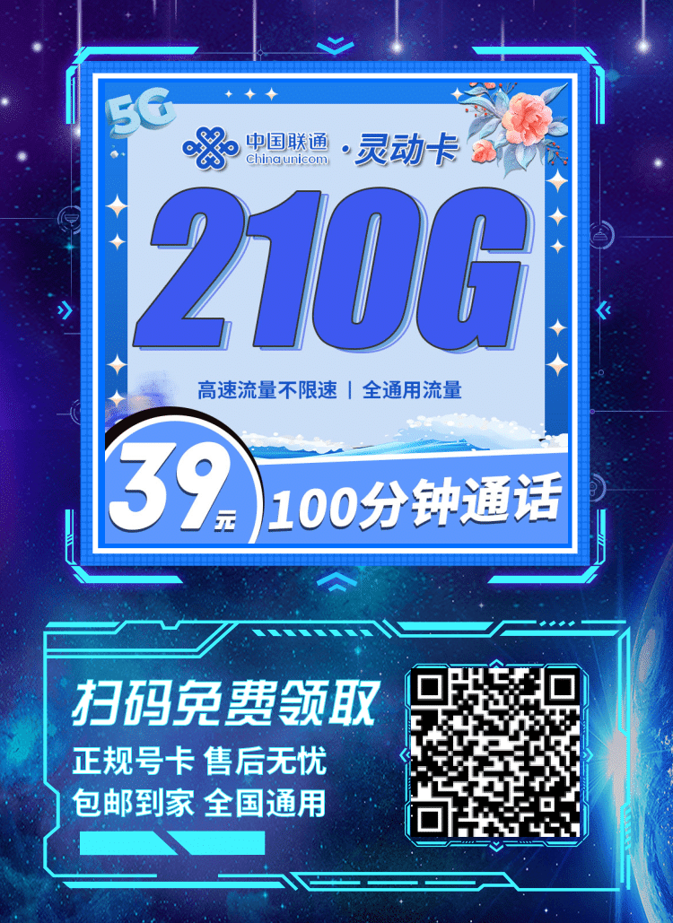 卡世界联通灵动卡-推广海报流量卡办理